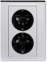 Розетка с заземлением ABB EPJ Levit 1-м. 2 мод. шторки серебро/дымчатый черный картинка